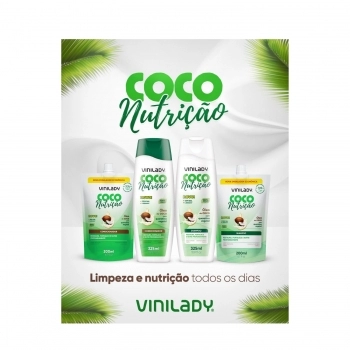 CONDICIONADOR COCO NUTRIÇÃO 100% VEGANO COM ÓLEO DE COCO COM QUERATINA VEGETAL 325ML - VINI LADY