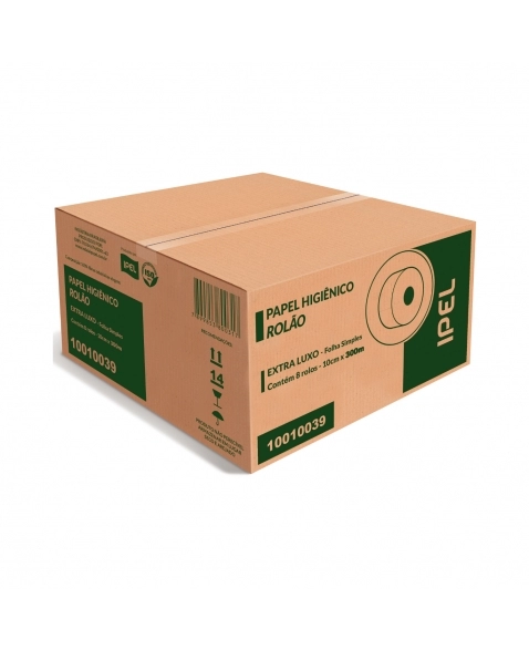 PAPEL HIGIÊNICO ROLÃO EXTRA LUXO 100% CELULOSE FOLHA SIMPLES 8X300M