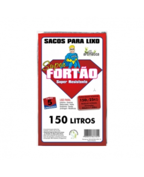 SACO LIXO SUPER FORTÃO 150L 85X100CM C/5UN