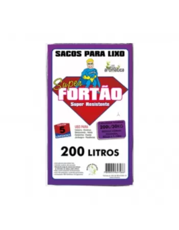 SACO DE LIXO SUPER FORTÃO 200L 85X110CM C/5UN