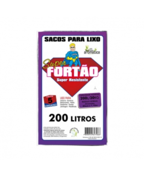 SACO LIXO SUPER FORTÃO 200L 85X110CM C/5UN