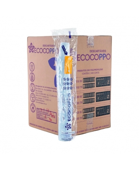 COPO ECOCOPPO 150ML BRANCO PP C/100UN